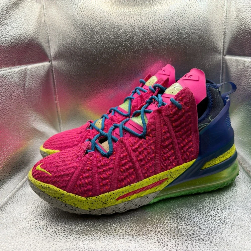 Size 12 Nike LeBron 18 Pink Mens Lace‎ Up Basketball Sneaker Shoes DB8148-600
